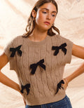 CABLE KNIT BOW SWEATER VEST