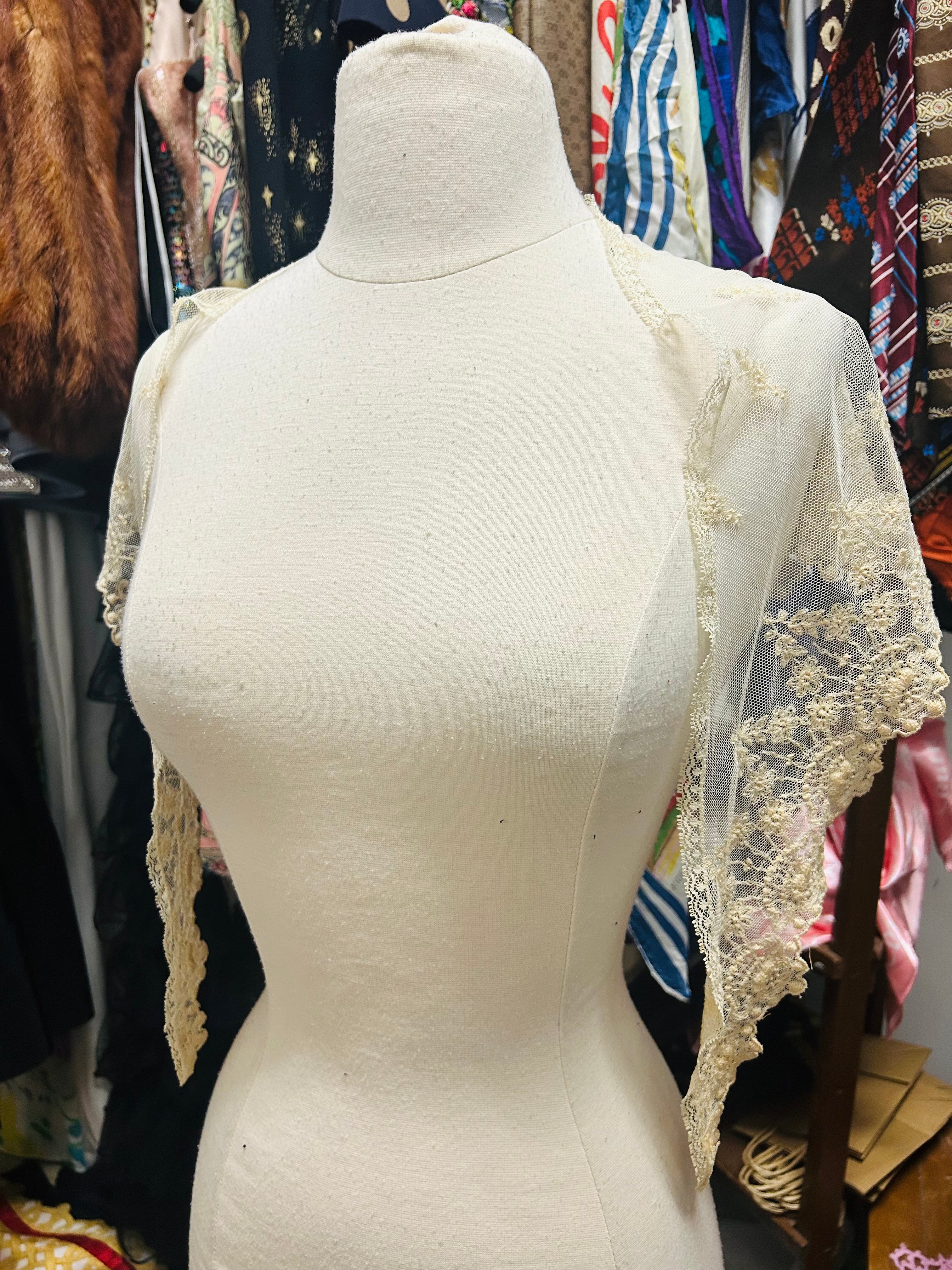 Vintage Crochet Lace Scarf or Waist Tie