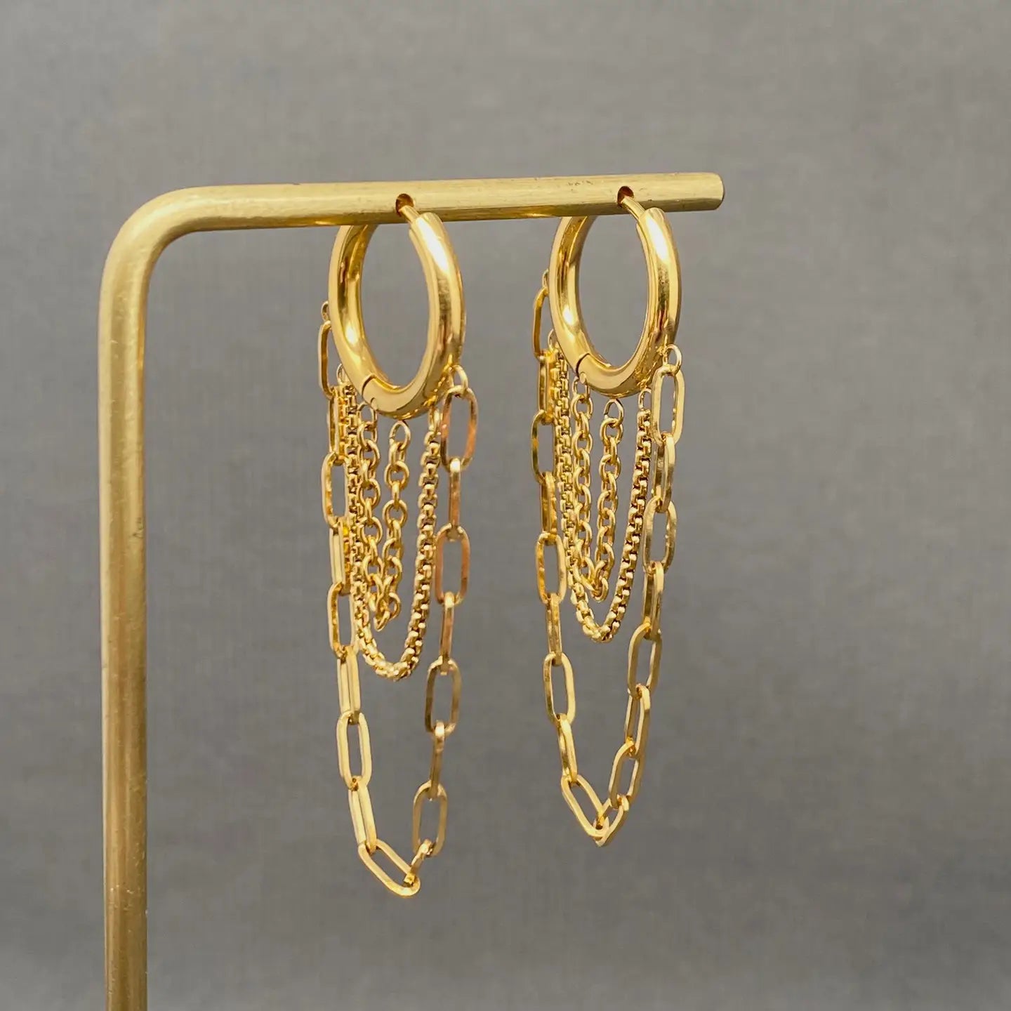 Chain Fringe 18K Gold Plated S.Steel Huggie Earrings
