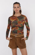 Sage the Label Heart Beats Mesh Top
