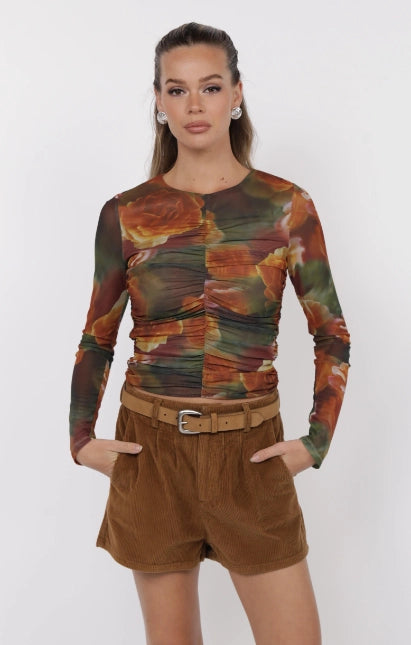 Sage the Label Heart Beats Mesh Top