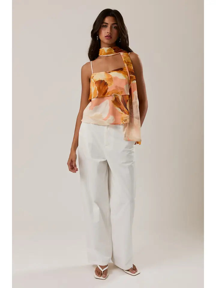 Scarf Detail Double Layered Top