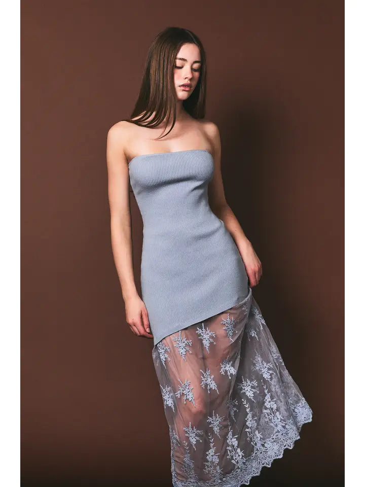 Lace Skirt Sweater Tube Dress