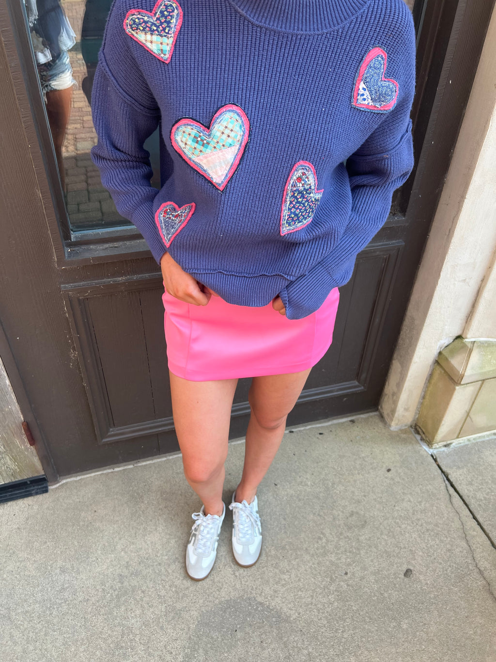 OOAK Heart Patchwork Mock Neck Sweater