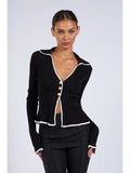 STM CONTRAST TRIM CARDIGAN SWEATER
