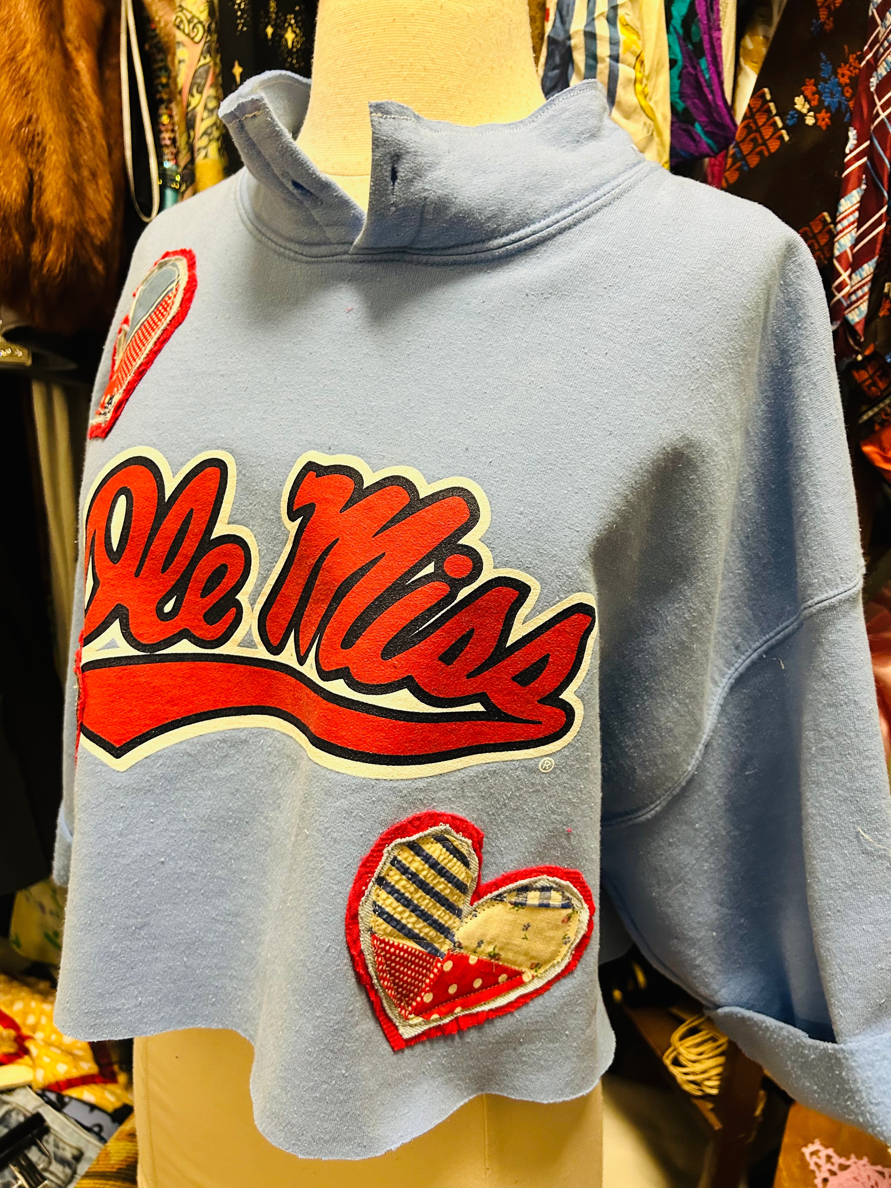 OOAK Ole Miss Love Patchwork Sweatshirt
