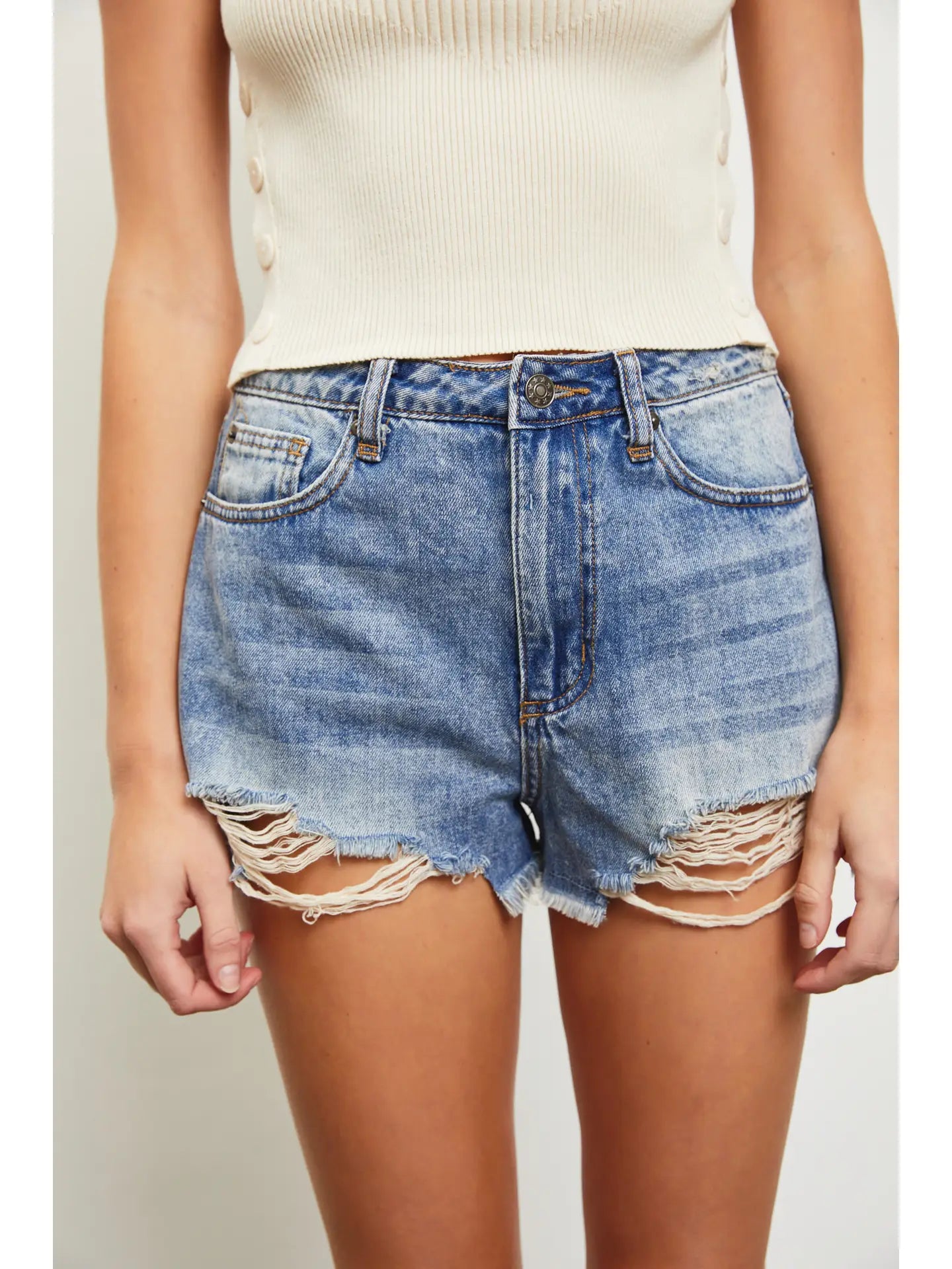 Mustard Seed Ripped Denim Short