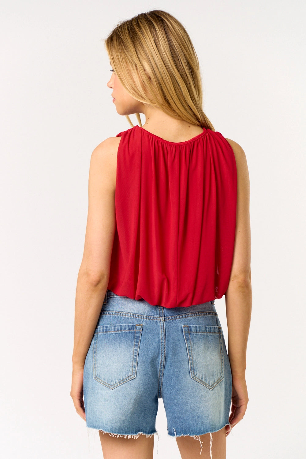 Sleeveless Mesh Bubble Top