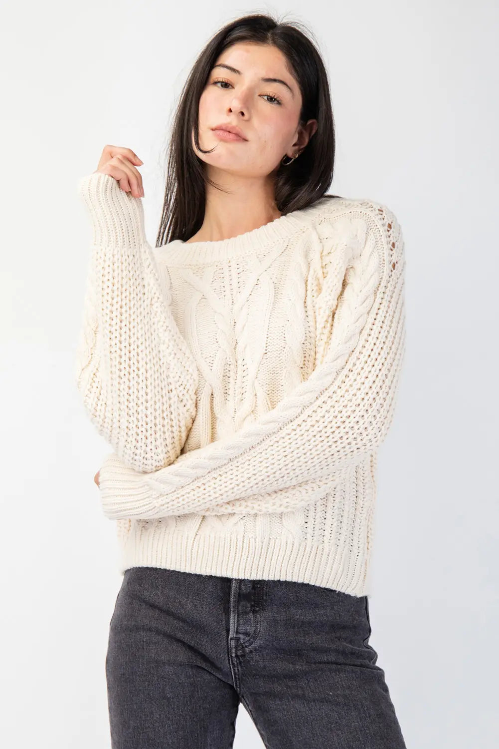 Raglan Cable Sweater Top