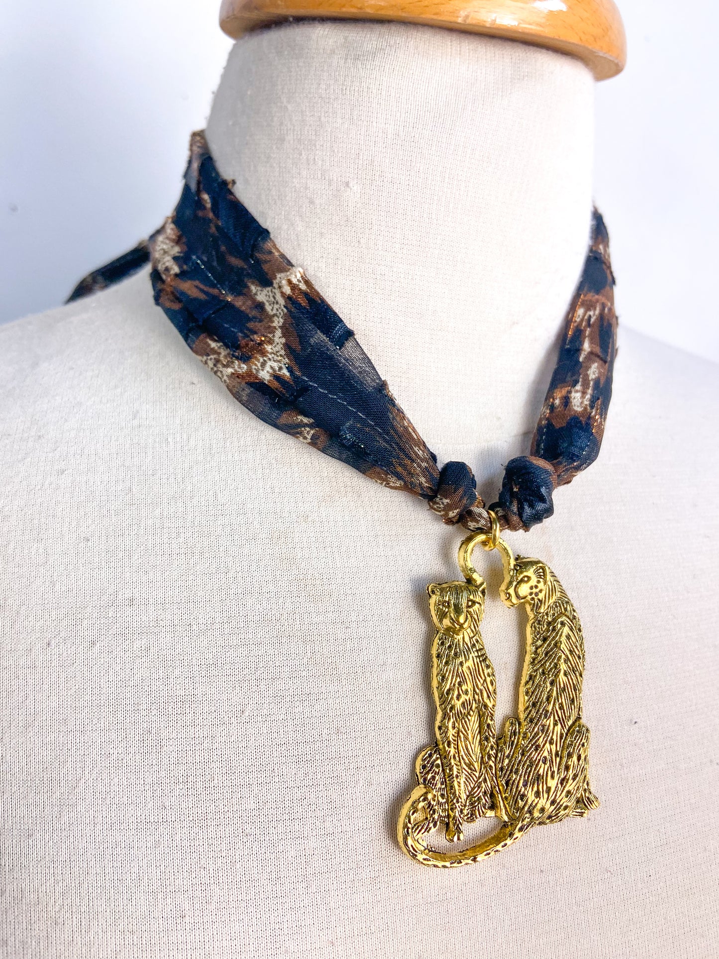 OOAK Leopard Vintage Scarf Necklace