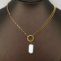 Imitation Baroque Pearl Charm18K Golden Ss Necklace