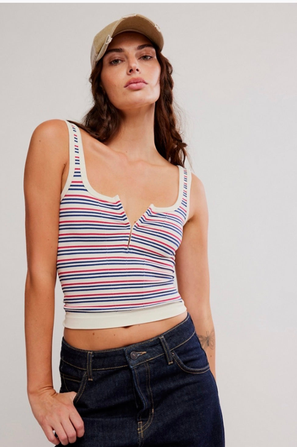 FREE PEOPLE STRIPED SIMPLY SOFT CAMI