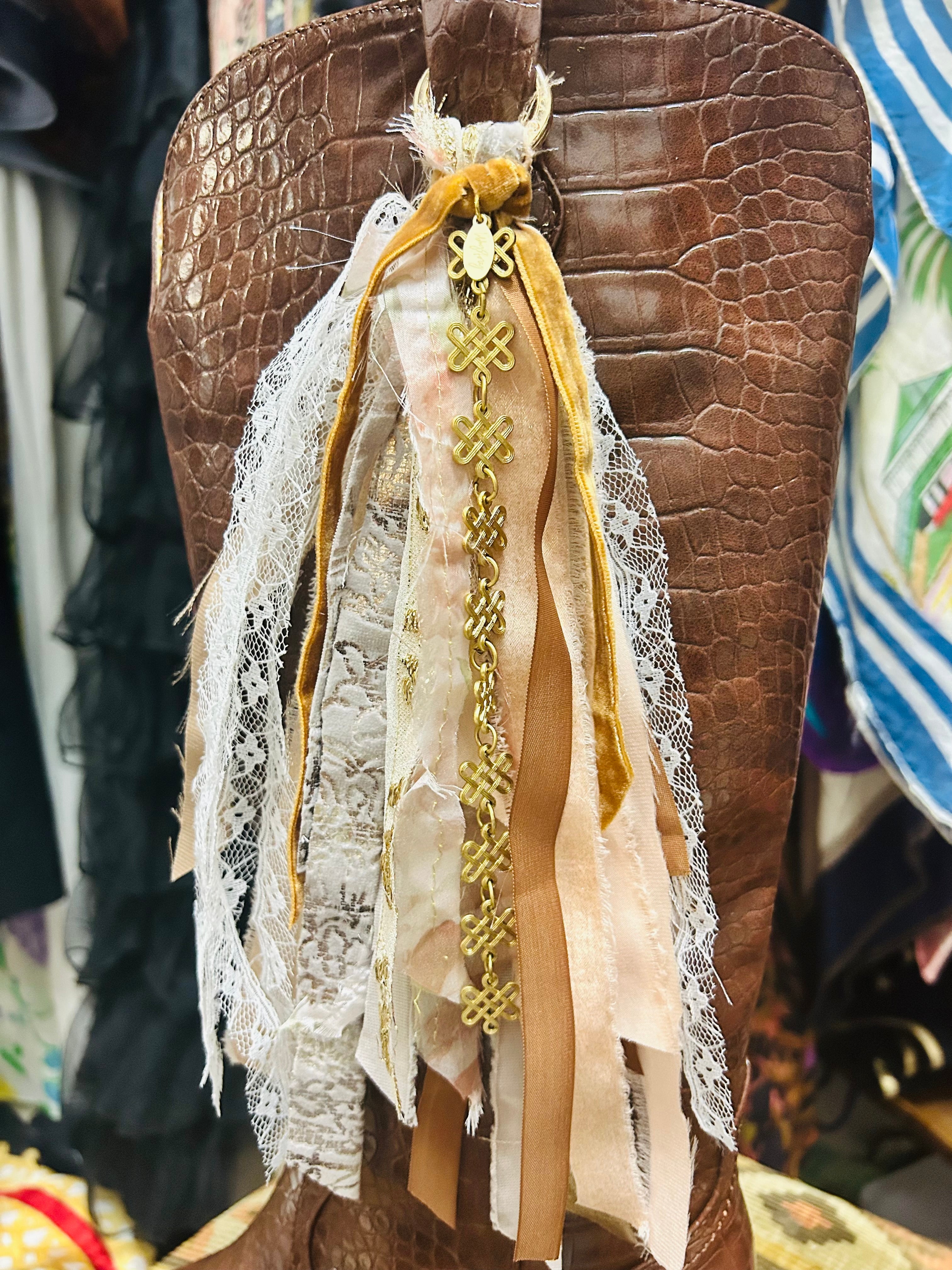 OOAK Velvet Peach Bag/Boot Charm