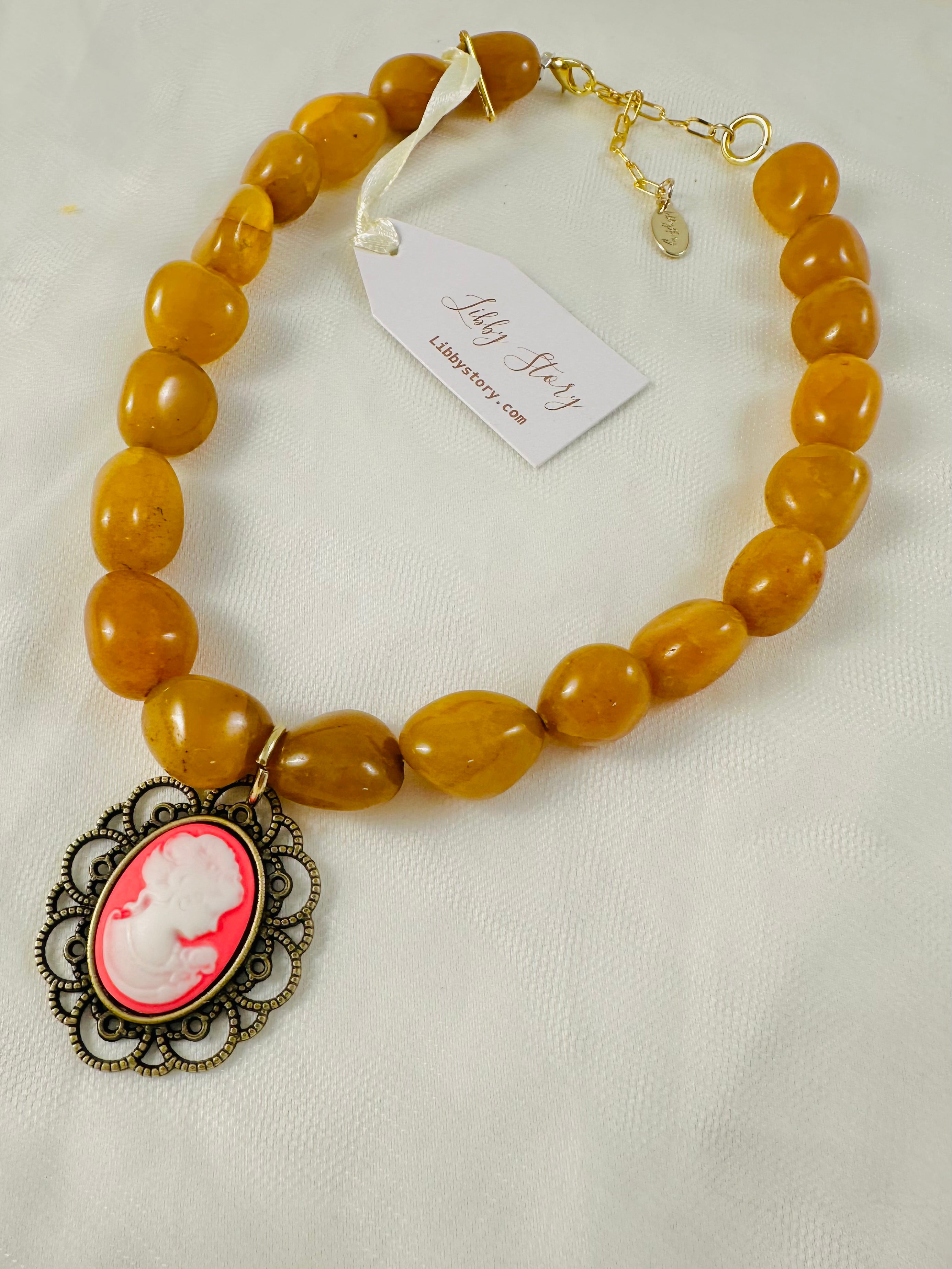OOAK Semi Precious Stones Cameo Necklace