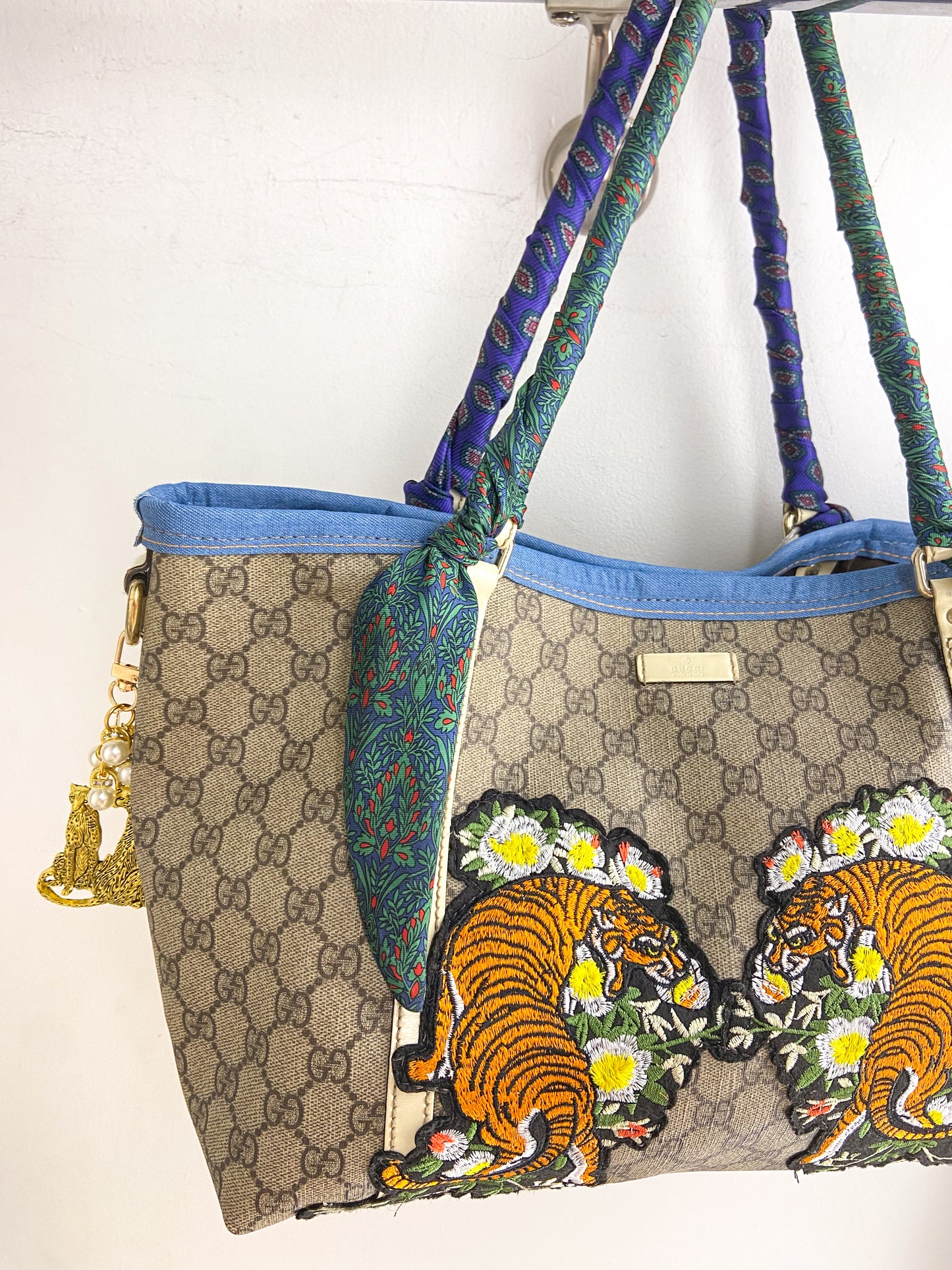 OOAK VINTAGE GUCCI PURSE WITH FLORAL TIGERS