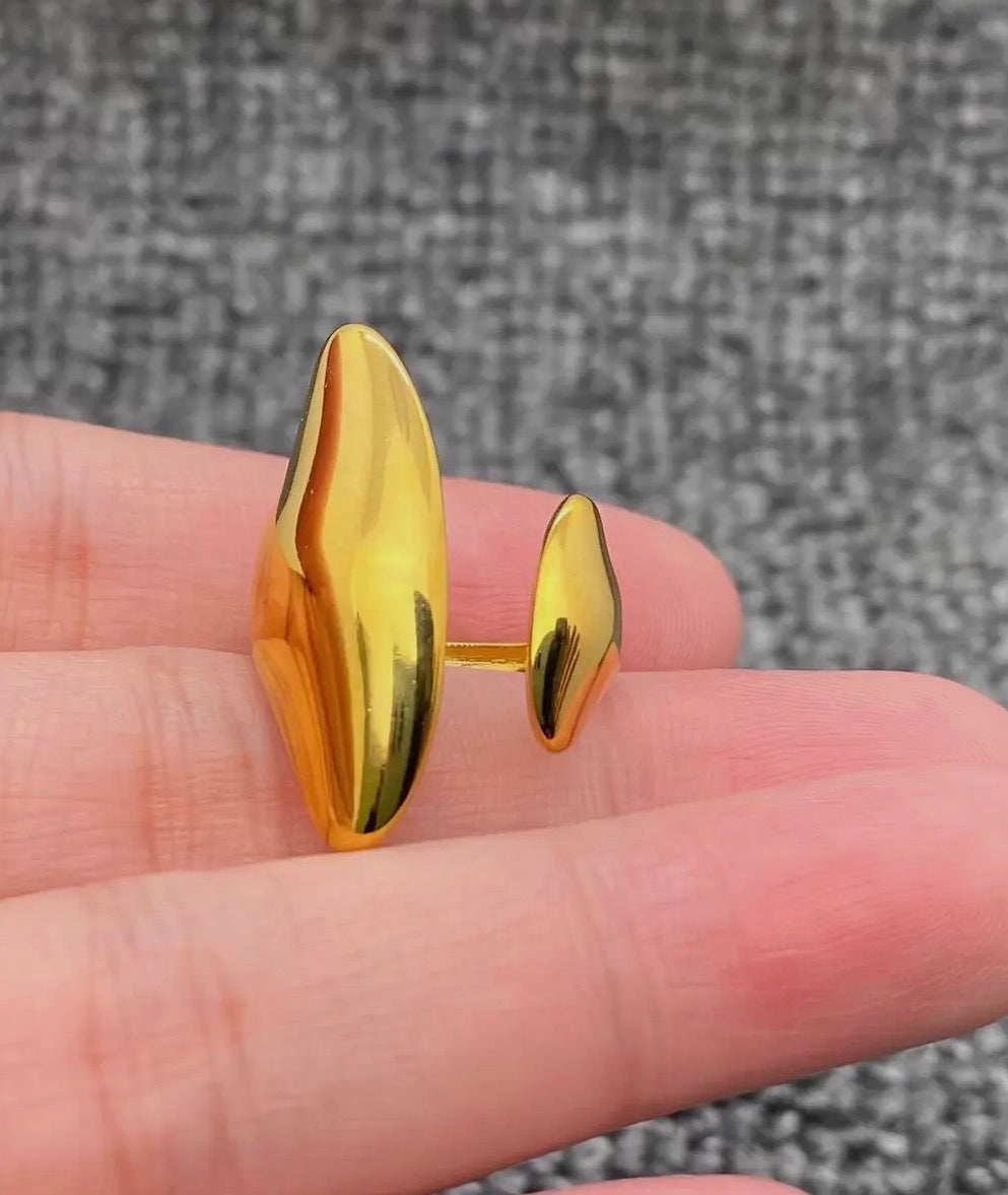 MIO 18KT GOLD PLATED GEO RING