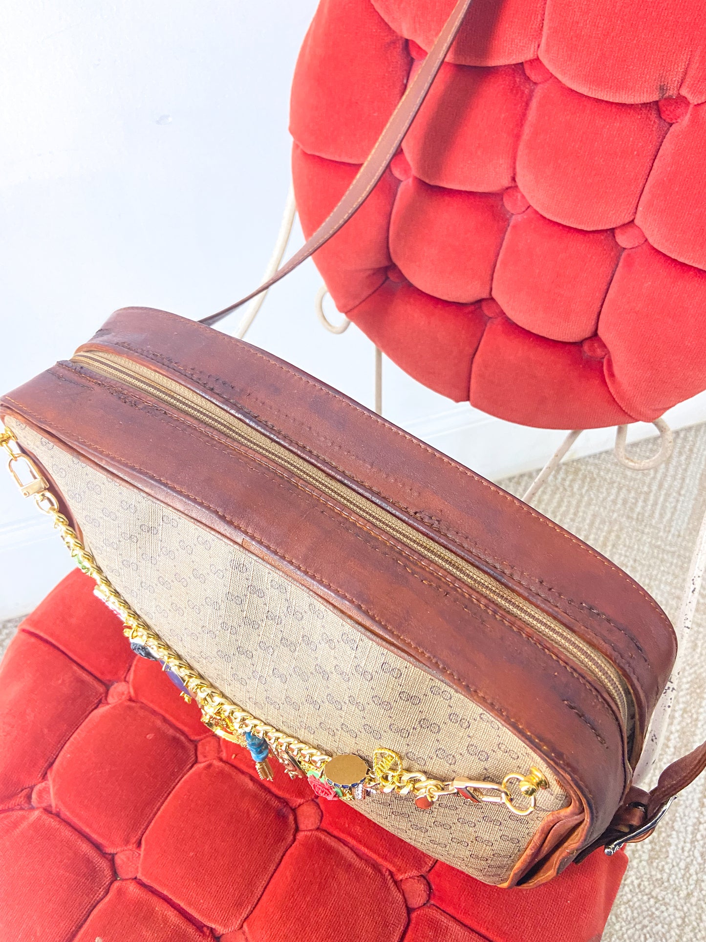 OOAK Vintage Gucci Purse w/ Leather Frame & Bag Chain