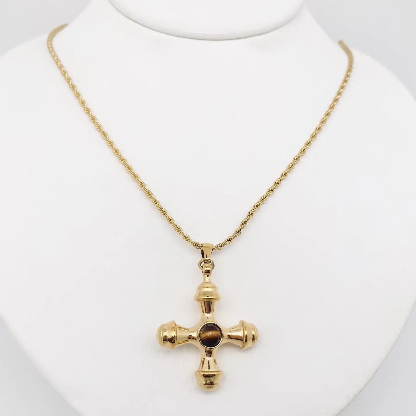 TIGER EYE CROSS NECKLACE