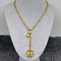 Sun & Heart Charm 18K Gold Plated S.Steel Y-Neck Chain