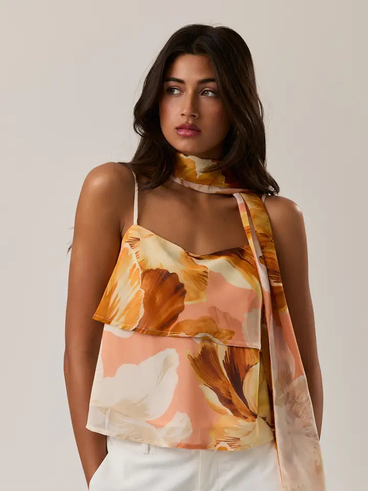 Scarf Detail Double Layered Top