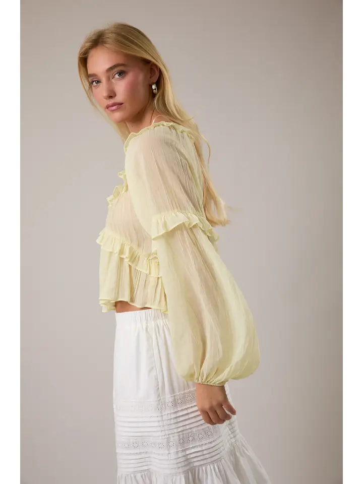 Scoop Neck Ruffle Detail Blouse