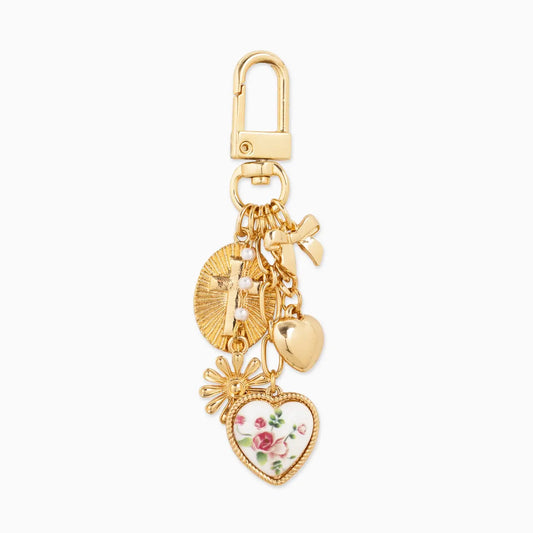 Multi Line Ceramic Heart Bag Charm