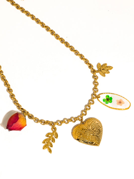 Lantana 18K Gold Vintage Locket Charm Necklace