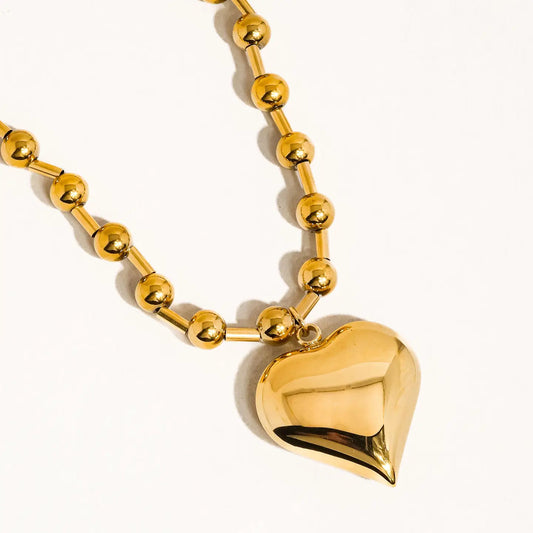 Paris 18K Gold Large Heart Chain Necklace