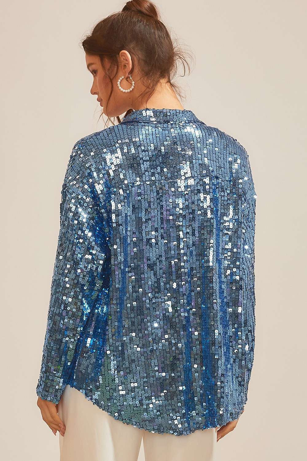 Square Sequin Oversize Shirt