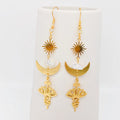 Sun Moon Lotus Pendant Earring