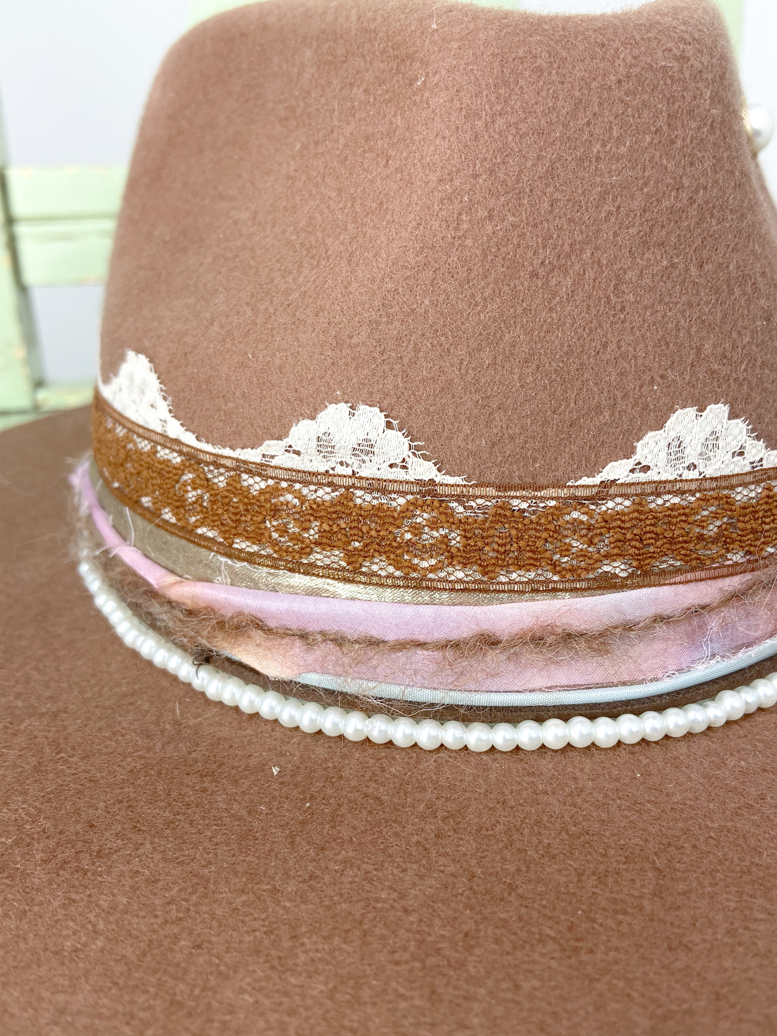 OOAK 100% Wool Stiff Bring Shoe Clip Hat