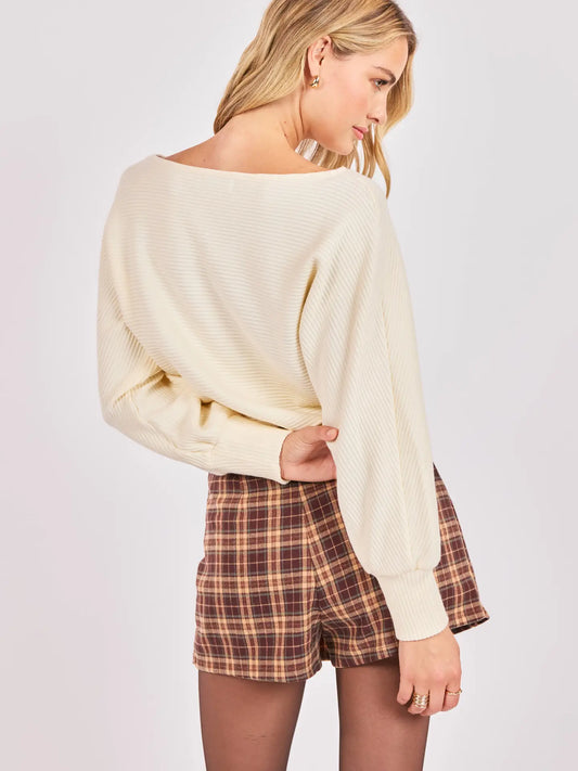 Sadie & Sage On A Stroll Boatneck L/Slv Knit Top