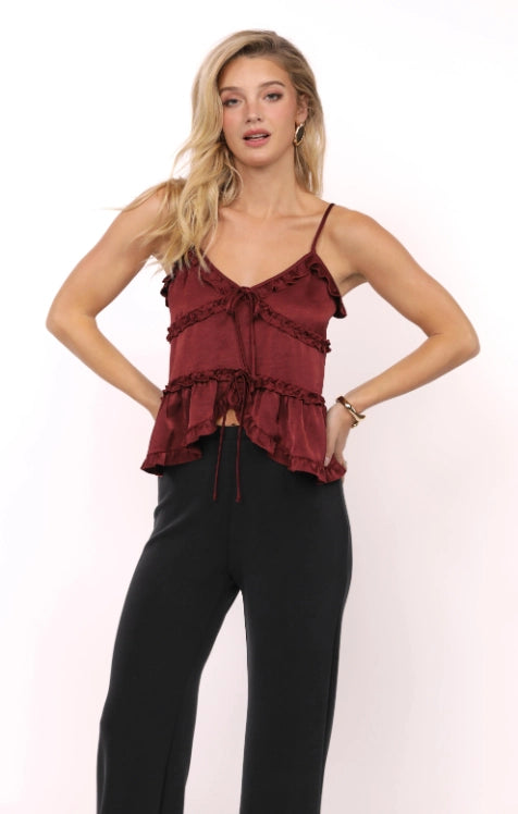 Sadie and Sage One Look Ruffle Trim V-Neck Top