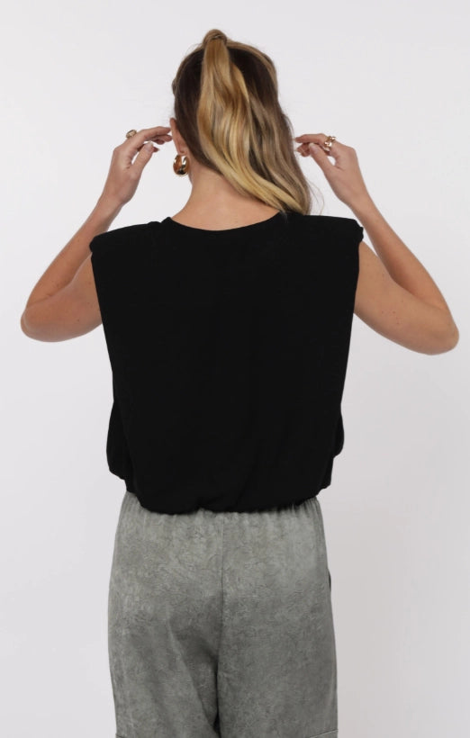 Sage the Label So Into You Knit Shoulder Pad Sleeveless Top