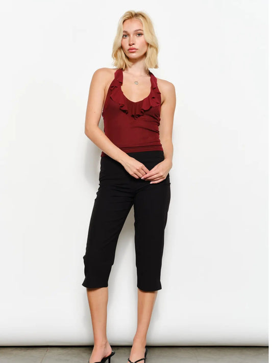 Juliana Ruffle Mesh Halter Neck Top