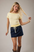 SHORT SLEEVE KNIT SWEATER TOP