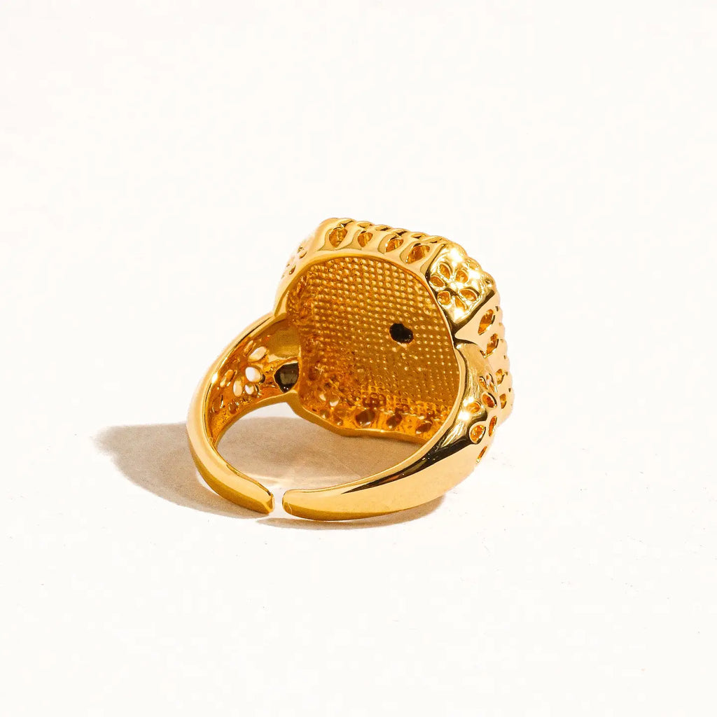 Rouge 18K Gold Red Enamel Vintage Adjustable Ring