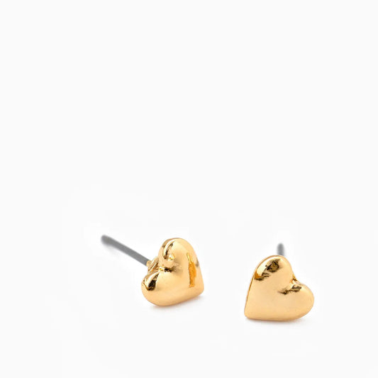 Tiny Puffy Heart Stud Earrings