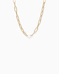 Paperclip w/Freshwater Pearls Pendant Necklace