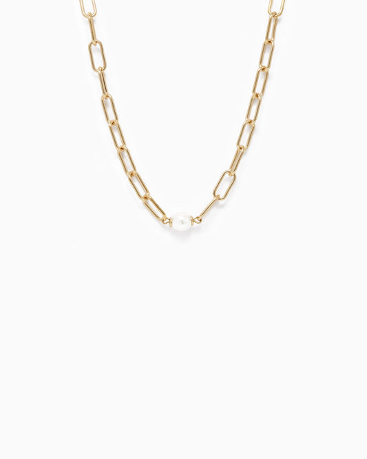 Paperclip w/Freshwater Pearls Pendant Necklace