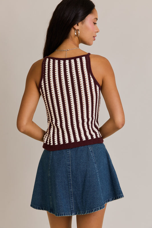 Boat Neck Sleeveless Sweater Top