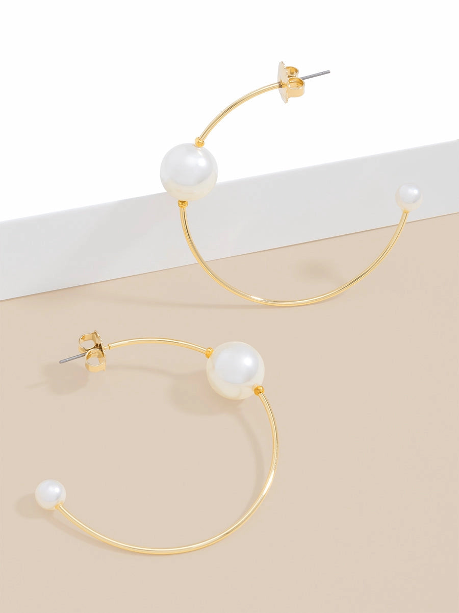 Zenzii Double Pearl Hoop Earring