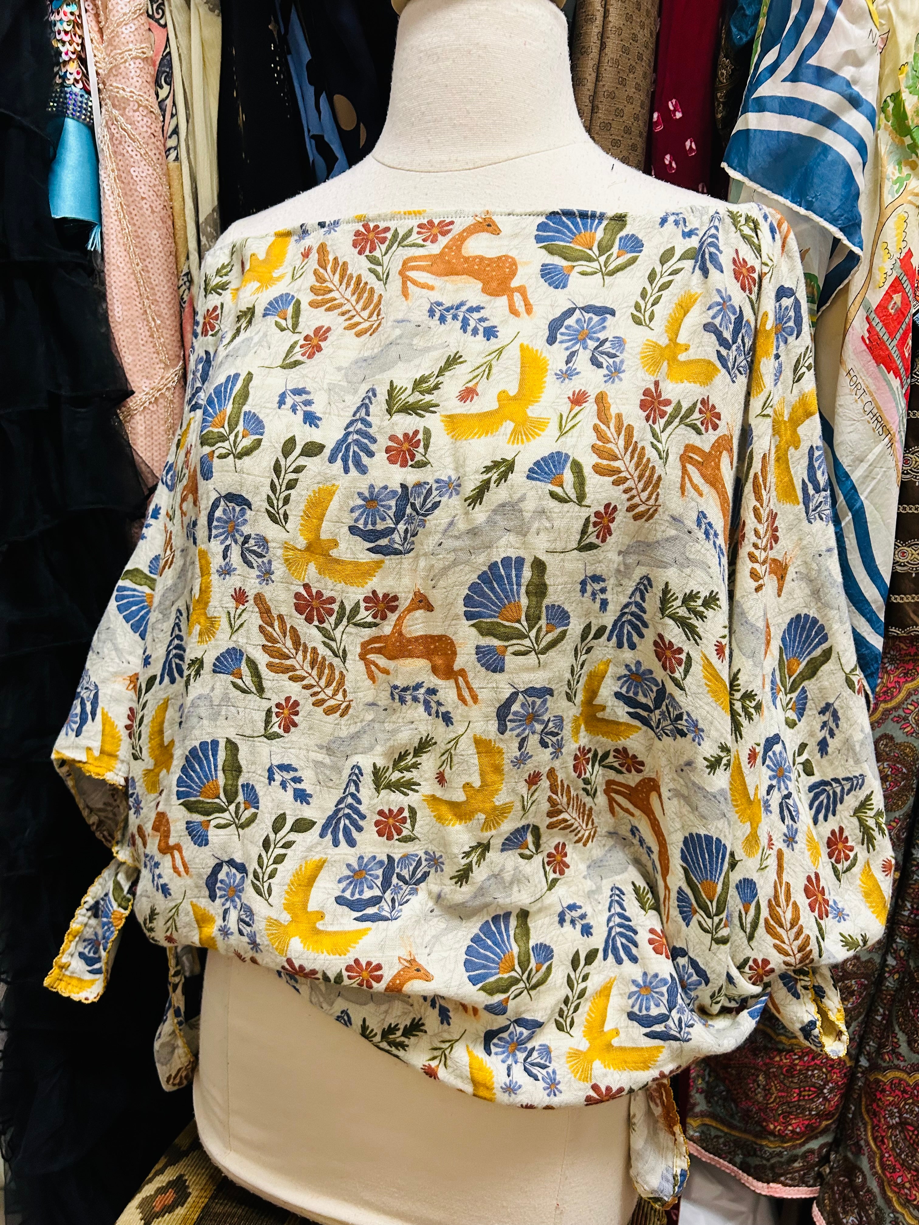 OOAK Bird Song Poncho or One Shoulder Top