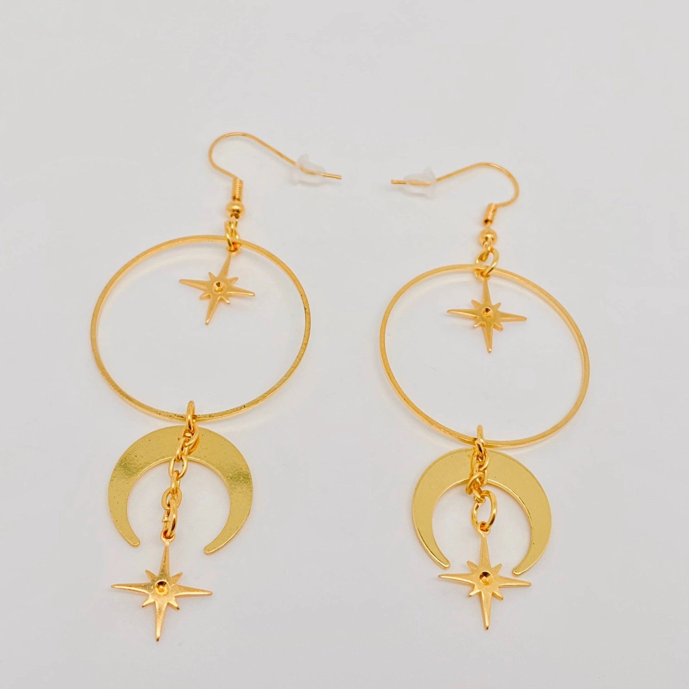 Star Moon Big Circle Earring