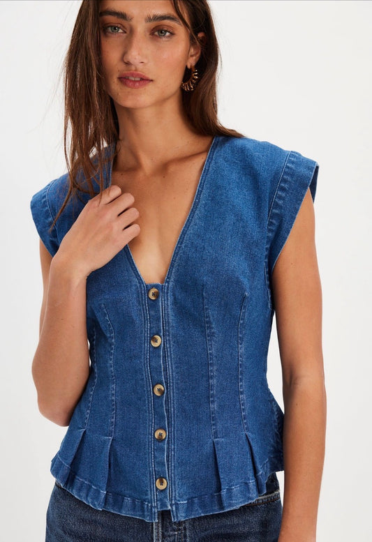 FREE PEOPLE DYLAN DENIM VEST