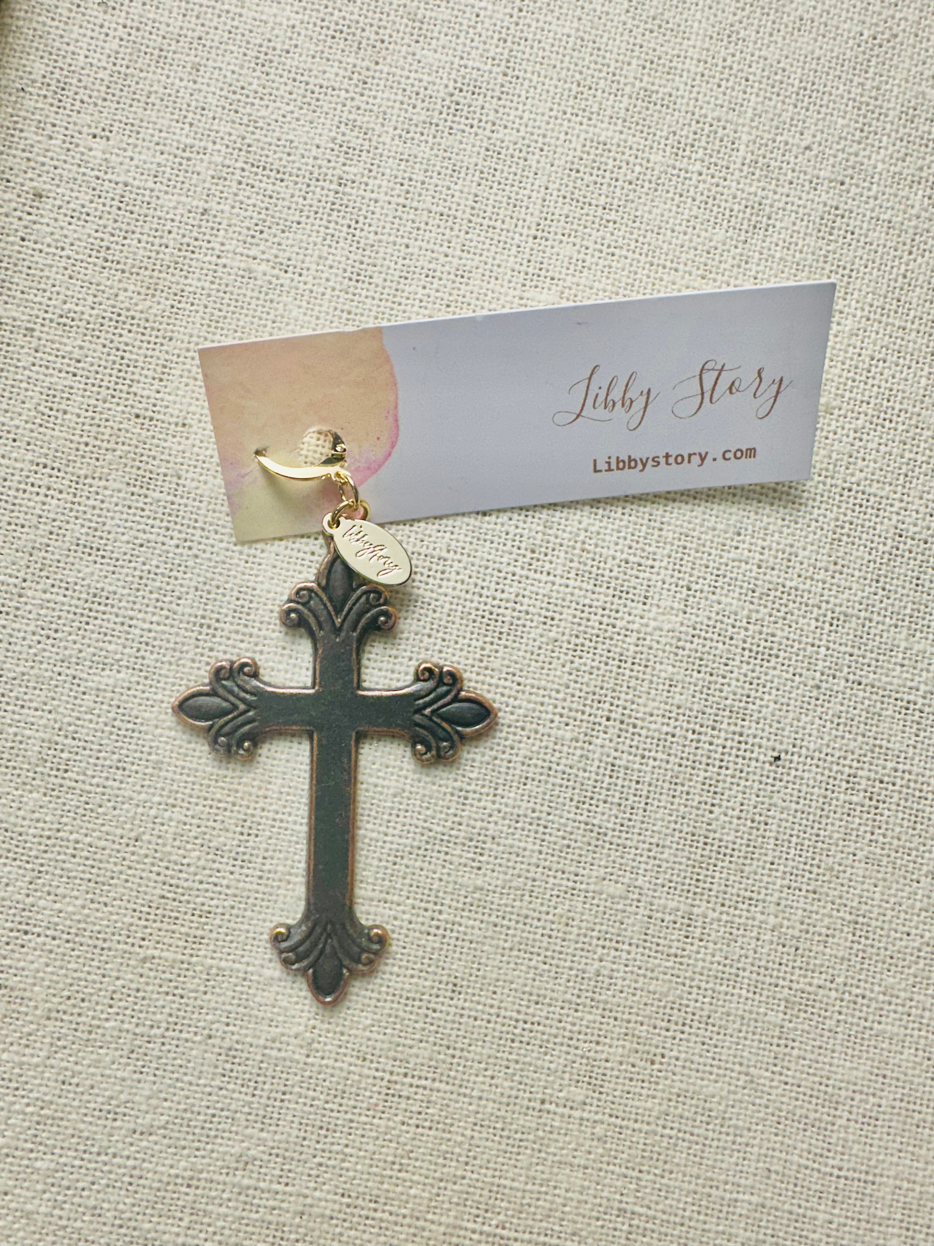Large Copper Cross Charm