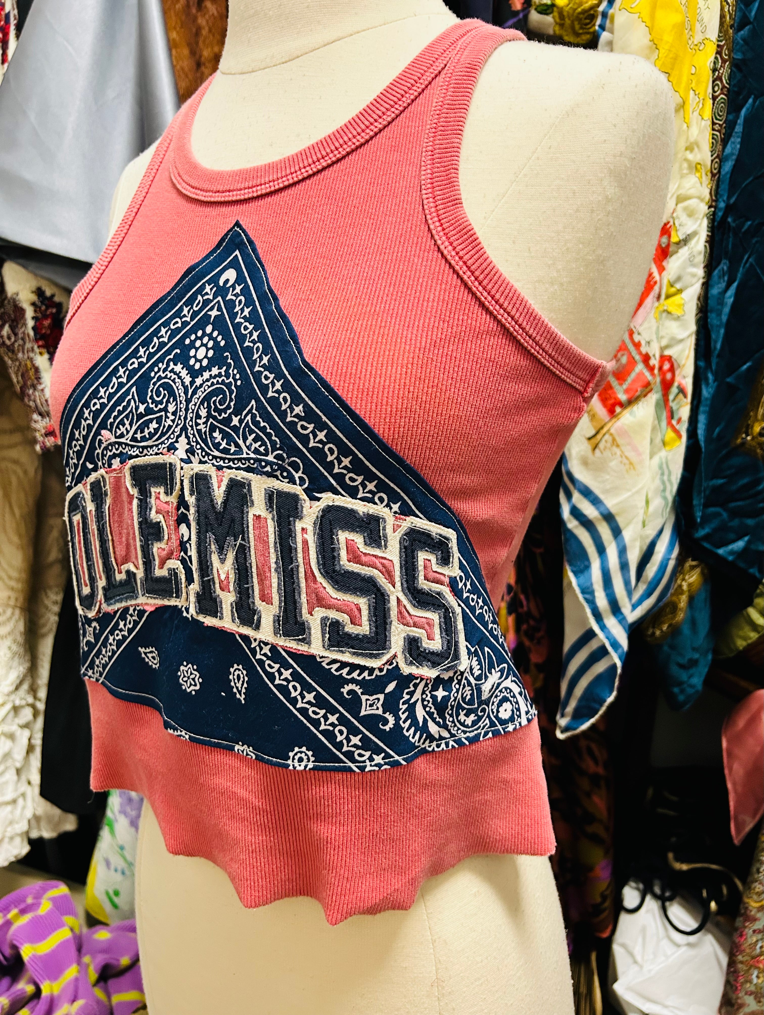 OOAK Ole Miss Bandana Upcycled Tee