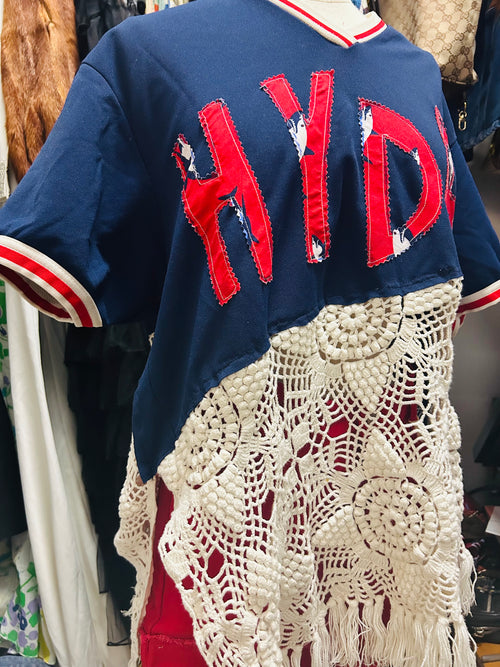 OOAK “Hell Yeah, Damn Right” Upcycled Vintage Jersey Tunic