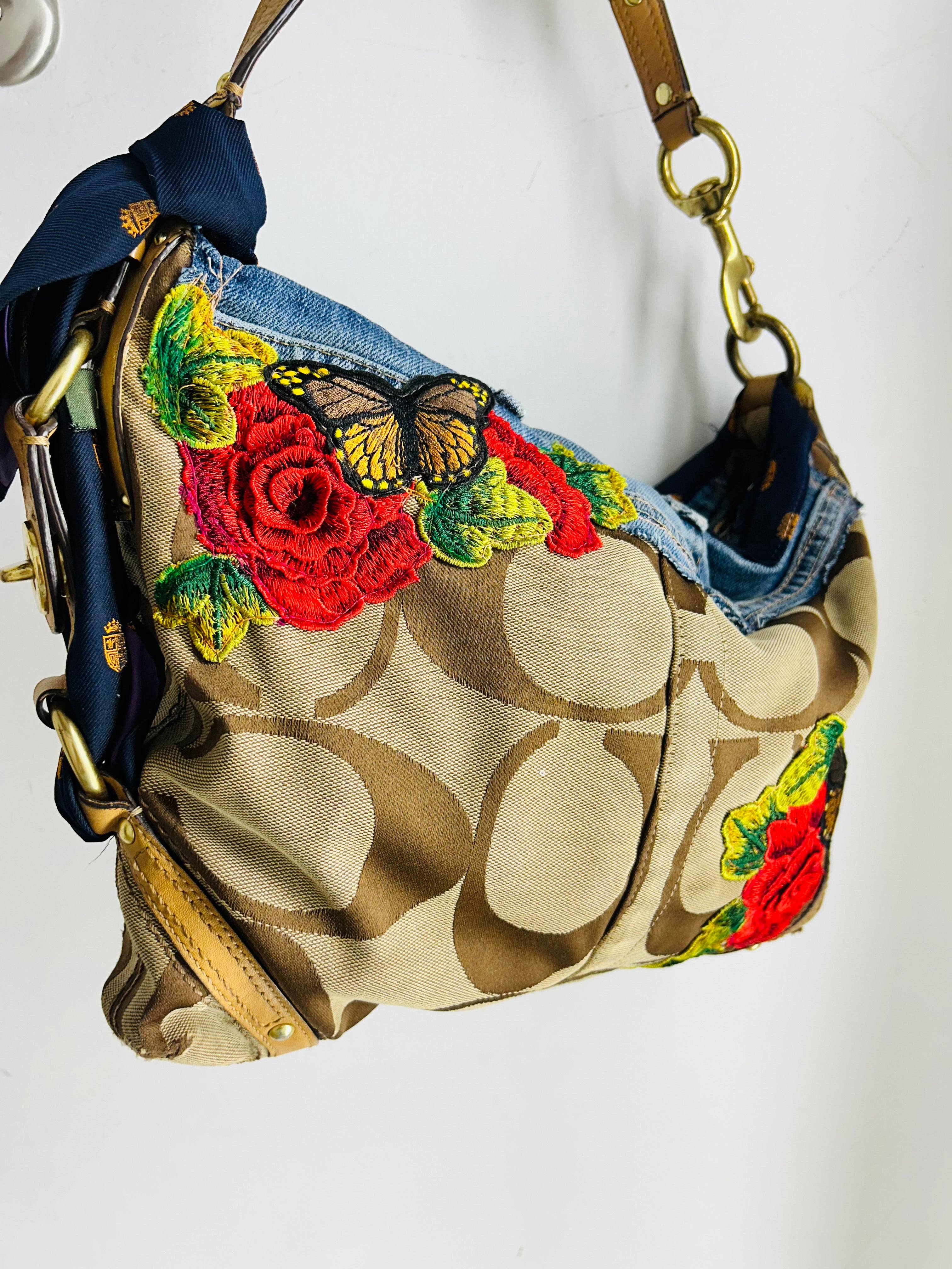 OOAK Vintage Coach & Floral Tiger Tie Bag