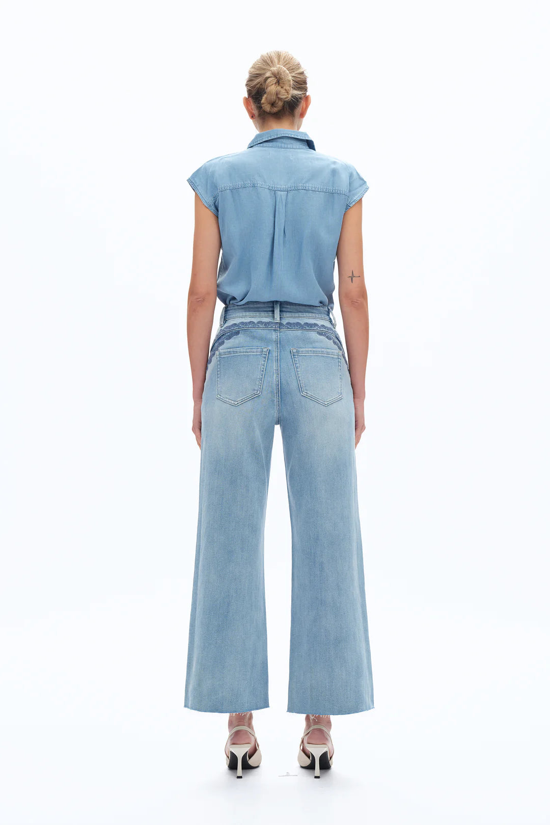 Bayeas Ultra High Rise Patchwork Embroidered Wide Leg Jean